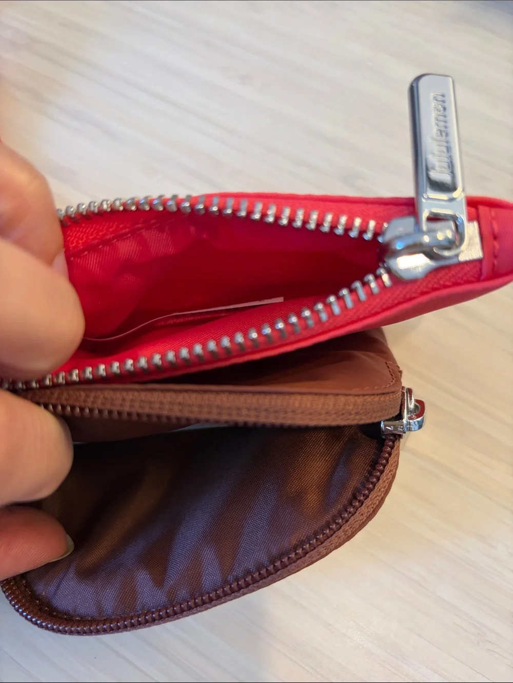 lululemon athletica Pink/Brown Dual Pouch Wristlet